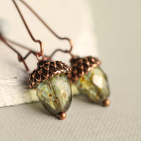 Green Autumnal Acorn Earrings