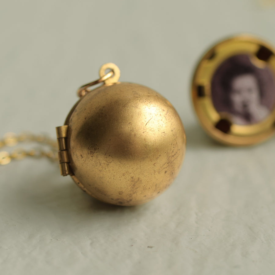 Gold Ball Locket Necklace