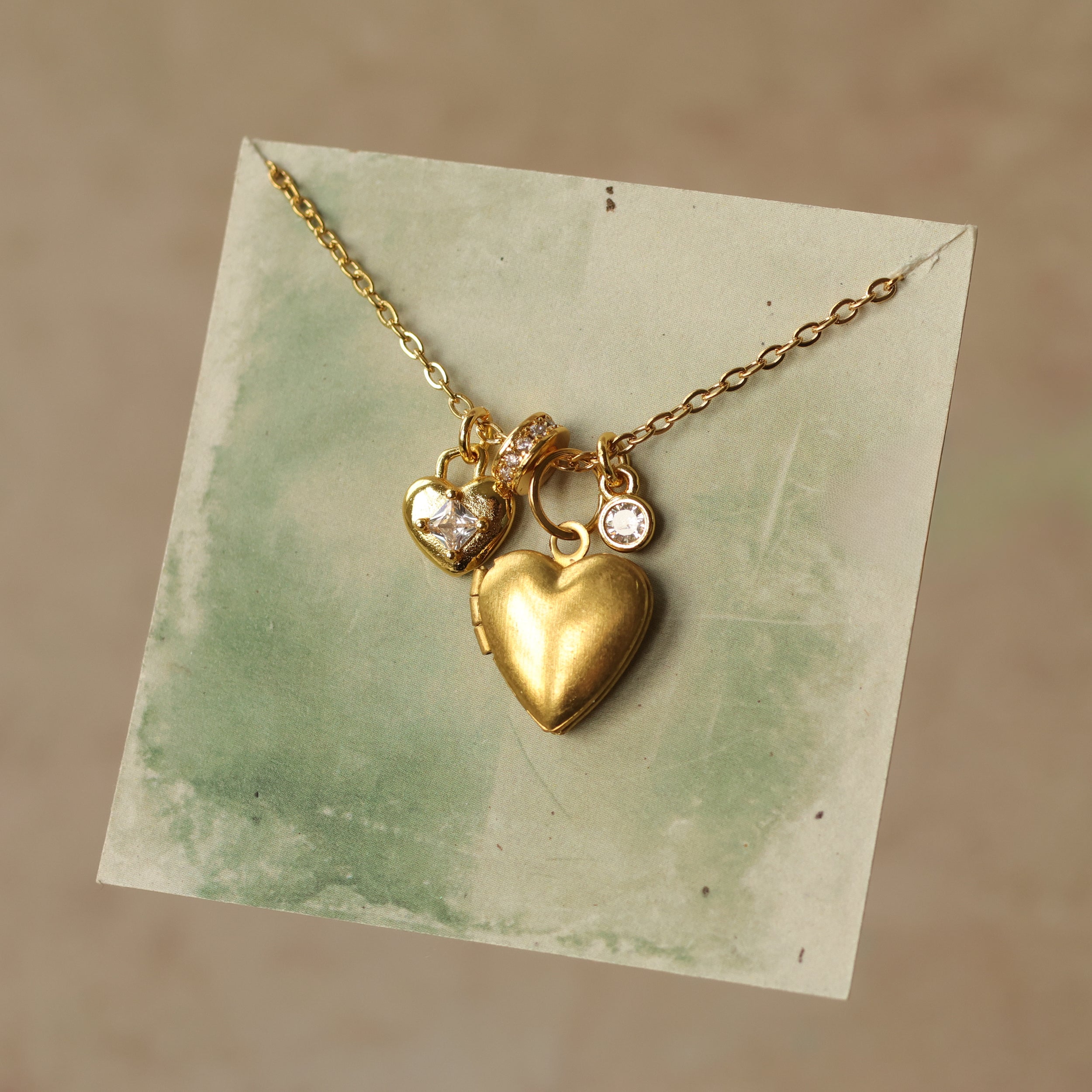 Dainty Heart Charm Locket Necklace