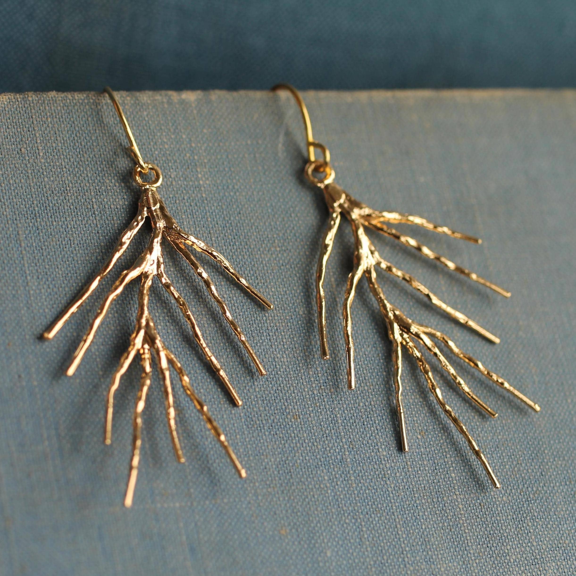 Gold Pine Needle Earrings