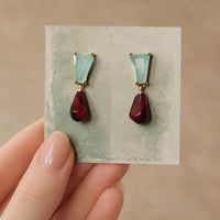 Pomegranate Red and Turquoise Earrings