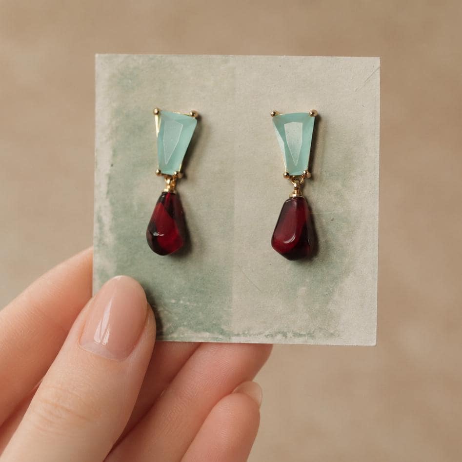 Pomegranate Red and Turquoise Earrings
