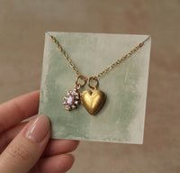 Amethyst Crown Jewel Charm Locket Necklace