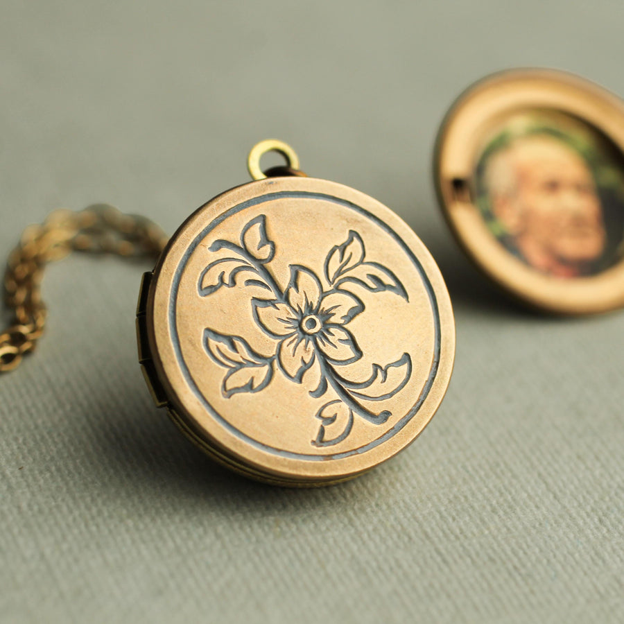 Forget Me Not Flower Locket Necklace