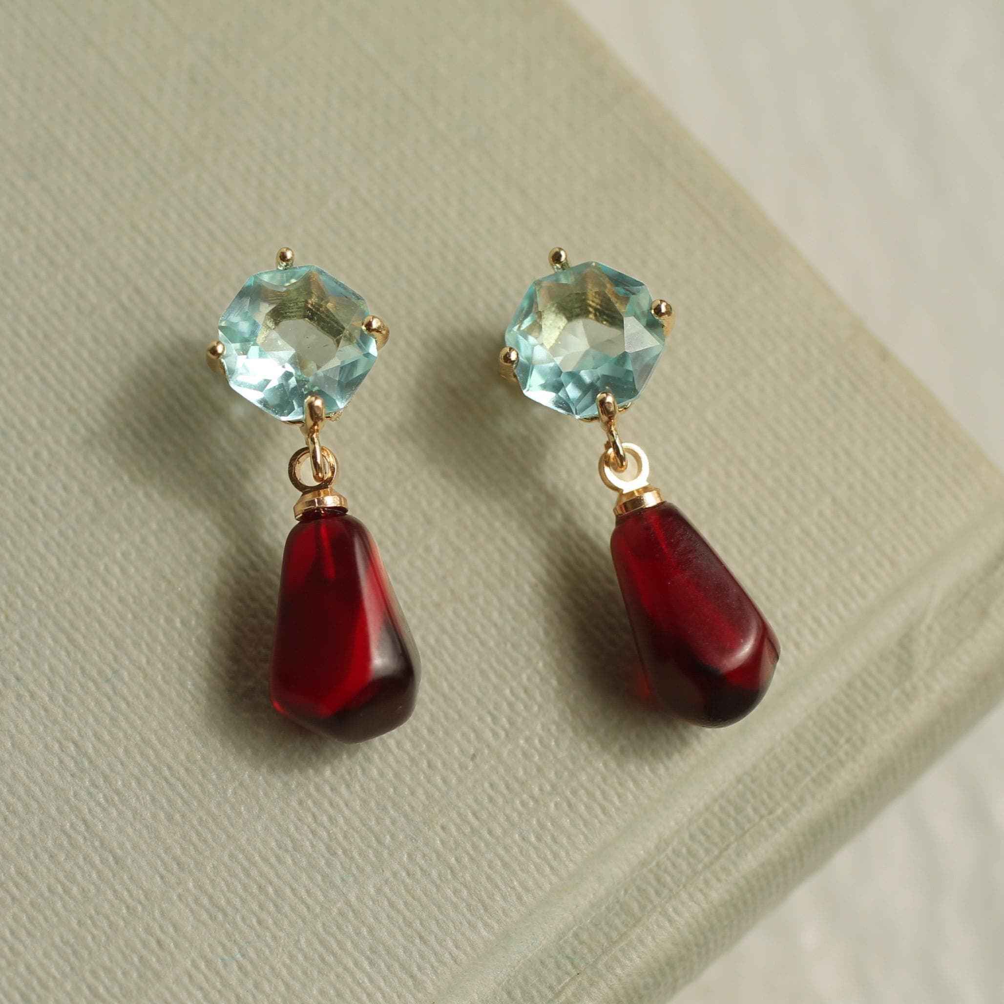 Pomegranate Sapphire Jewel Earrings