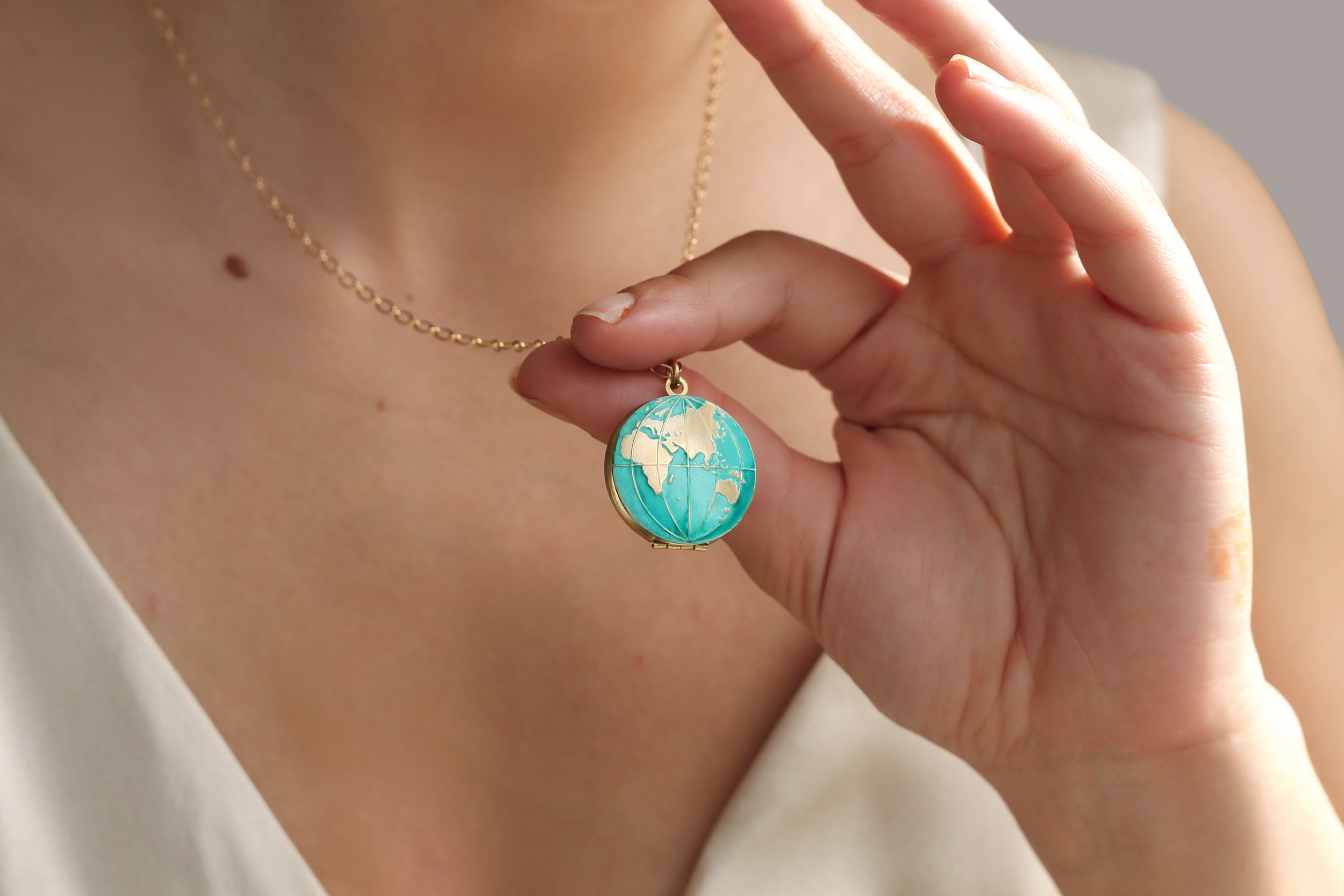 World Map Locket Necklace