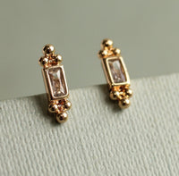 Tudor Baguette Rectangle Stud Earrings