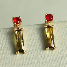 Scarlet and Olive Green Earrings