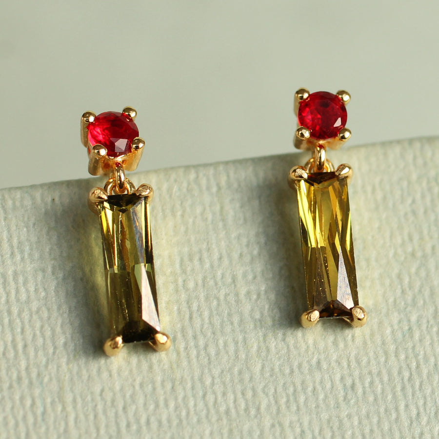 Scarlet and Olive Green Earrings