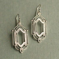Silver Art Deco Drop Earrings