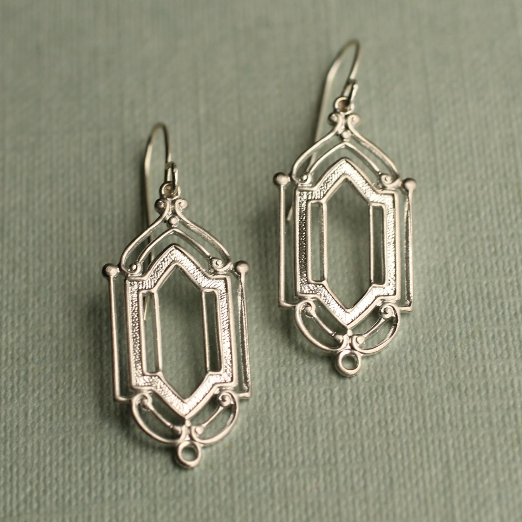Silver Art Deco Drop Earrings