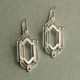 Silver Art Deco Drop Earrings