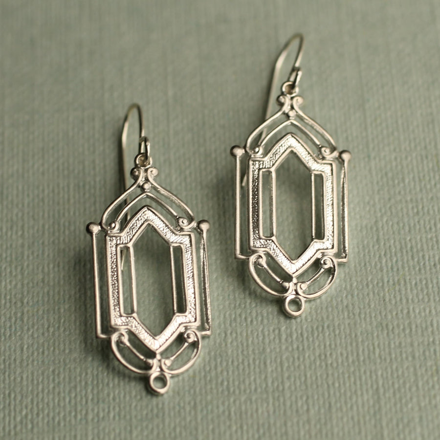 Silver Art Deco Drop Earrings