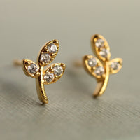Tiny Leaf Stud Earrings