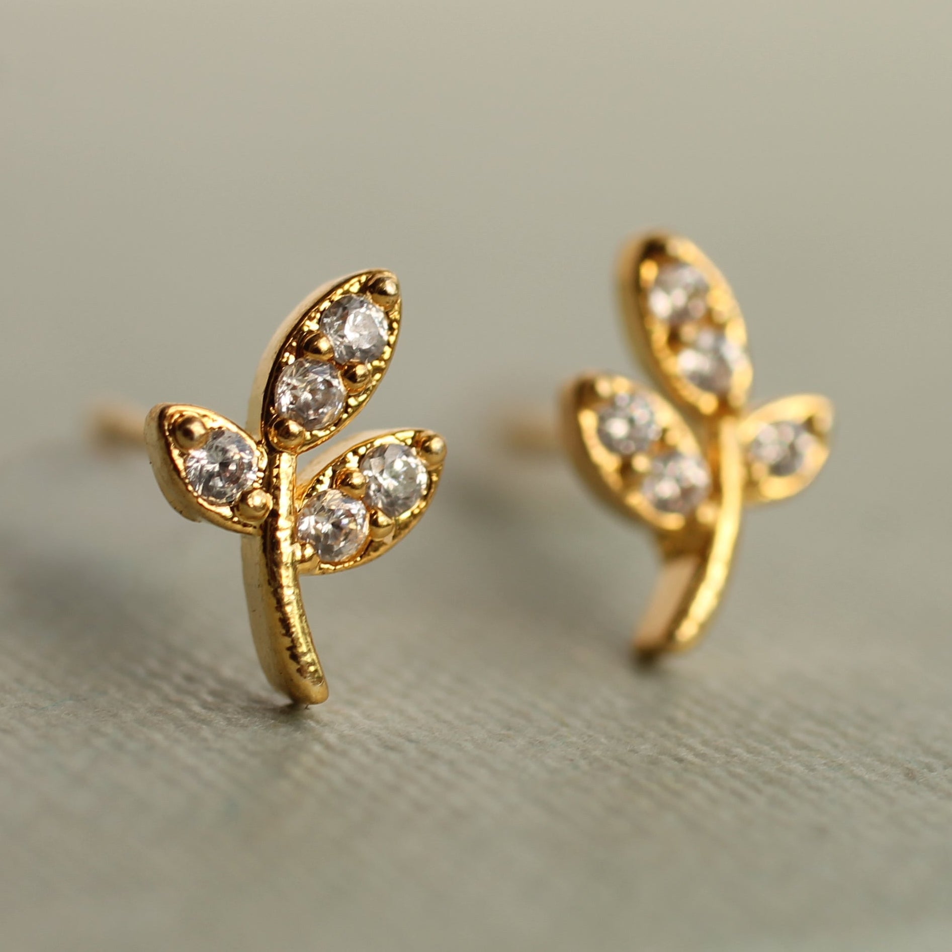 Tiny Leaf Stud Earrings