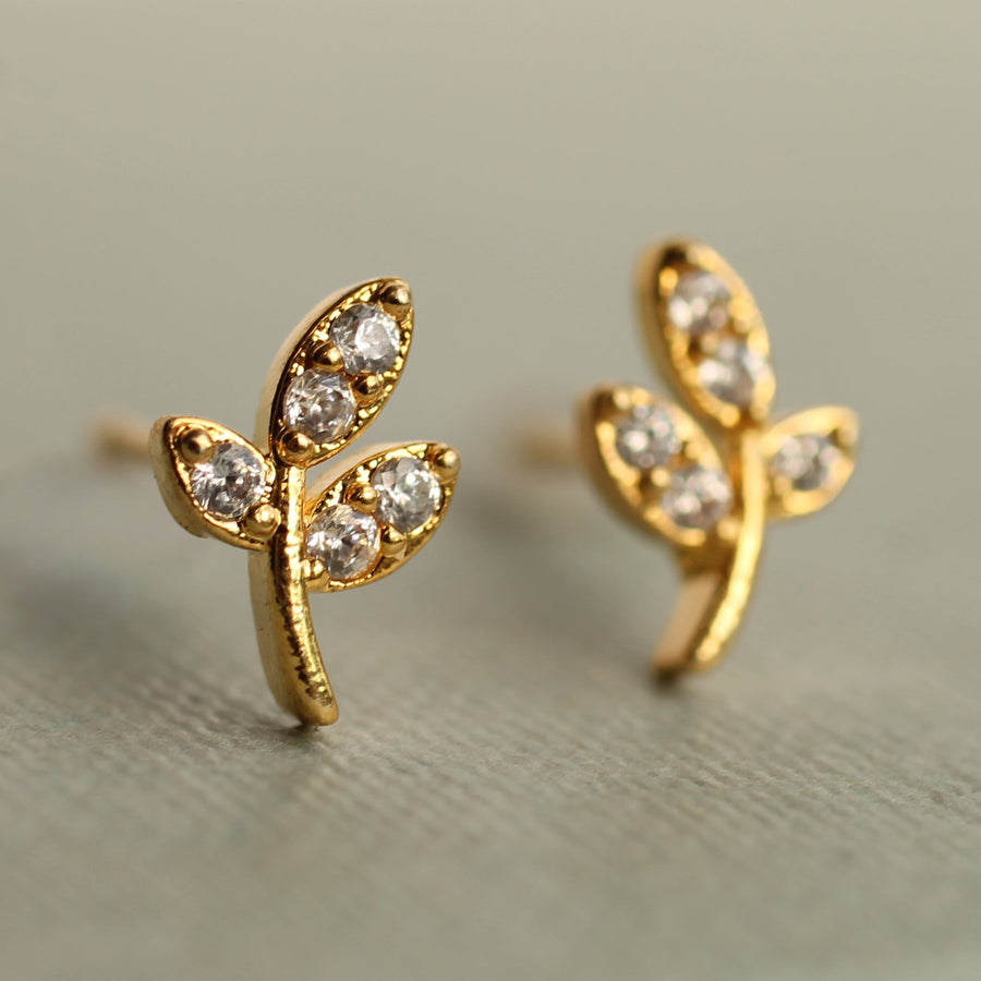 Tiny Leaf Stud Earrings