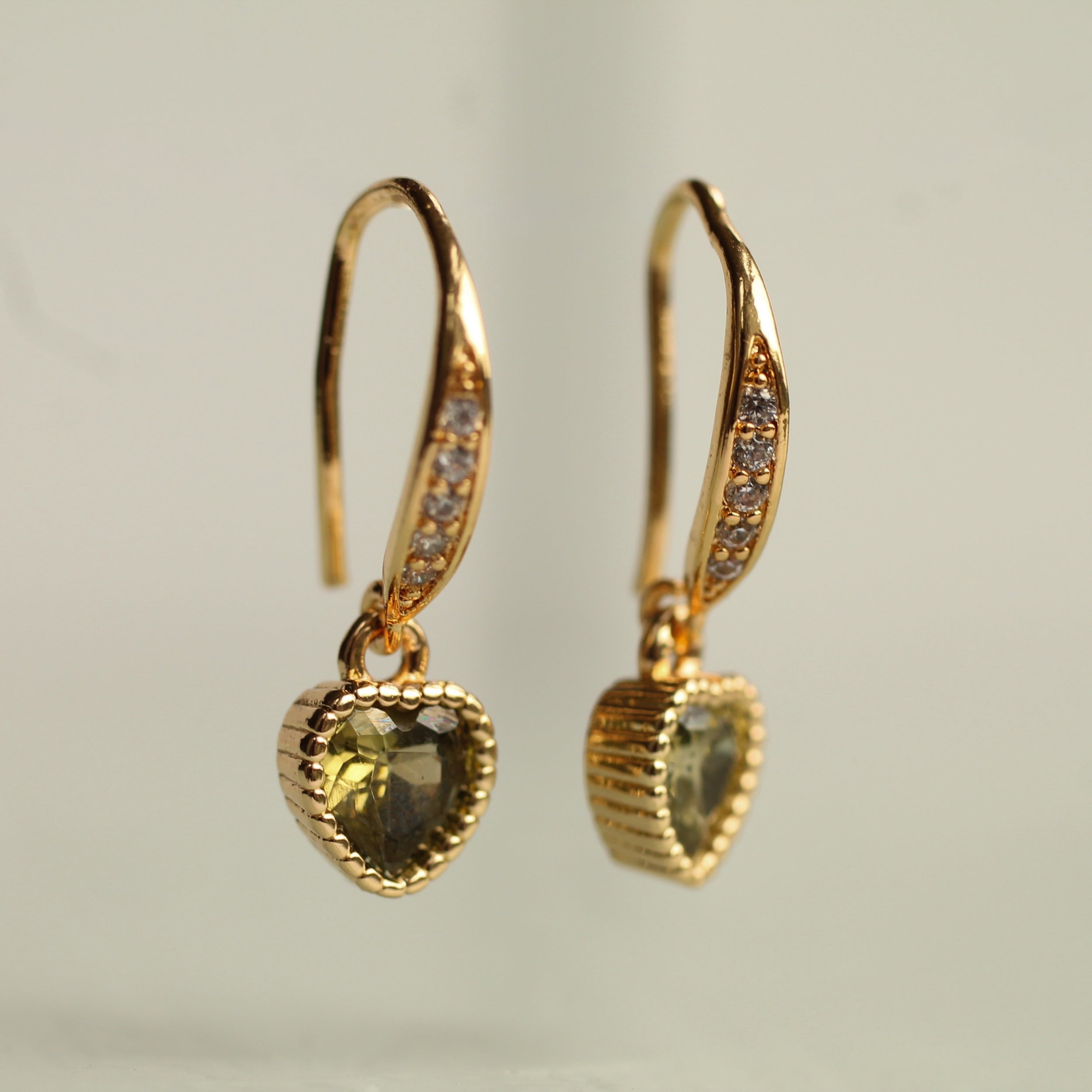 Peridot Green Heart Earrings