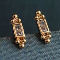 Tudor Baguette Rectangle Stud Earrings