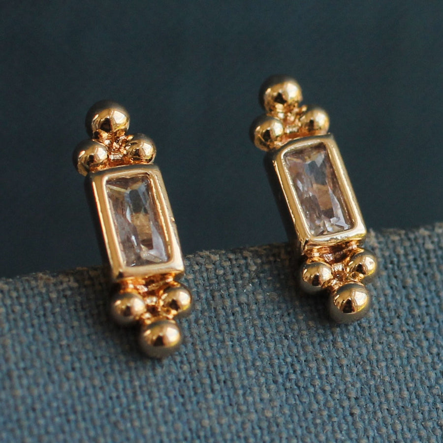 Tudor Baguette Rectangle Stud Earrings
