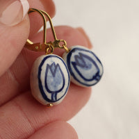 Blue Delft Tulip Earrings