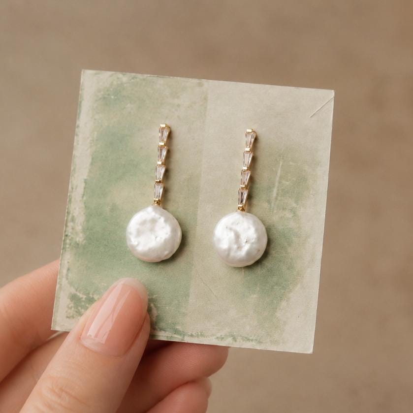 Freshwater Pearl Statement Bridal Earrings