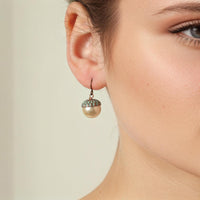 Verdigris Pearl Acorn Earrings
