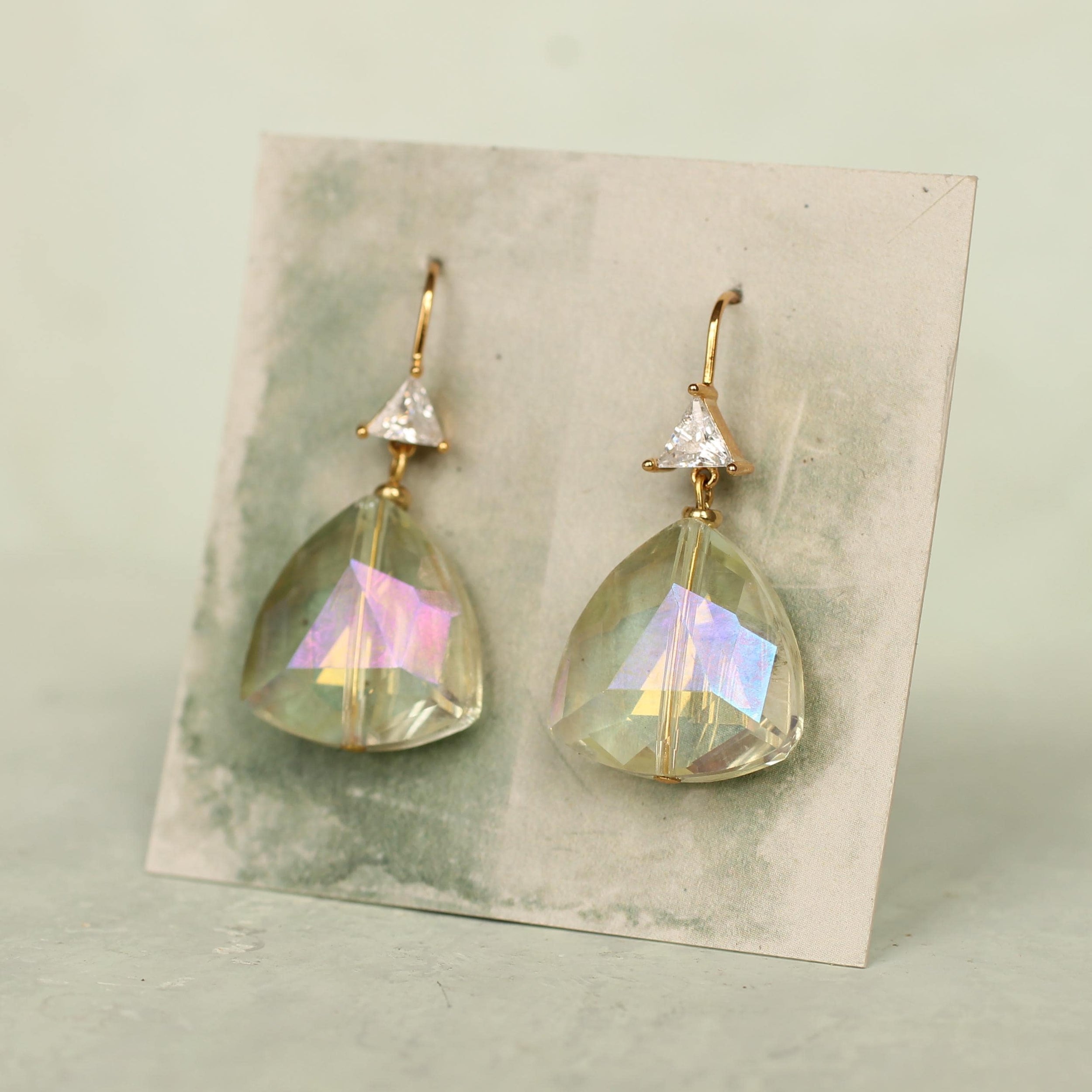 Champagne Yellow Art Deco Bridal Earrings