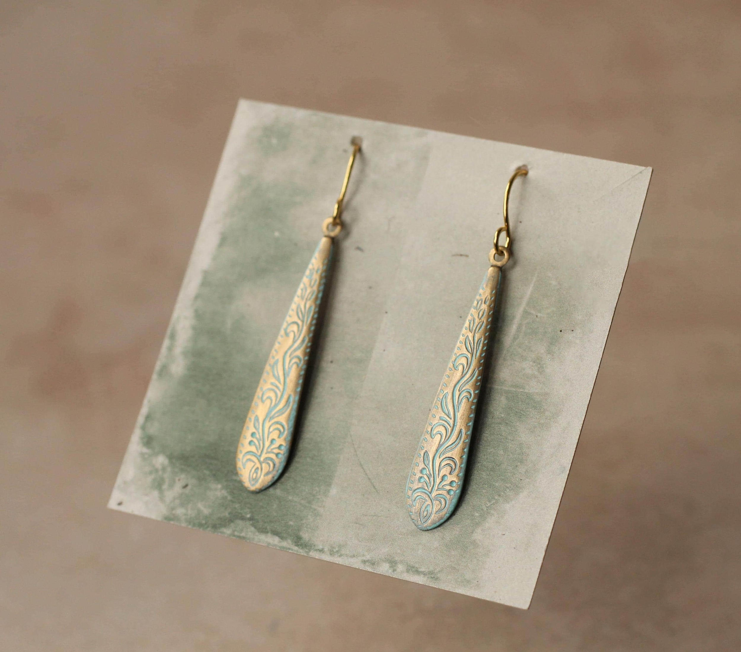 Turquoise Patina Drop Earrings