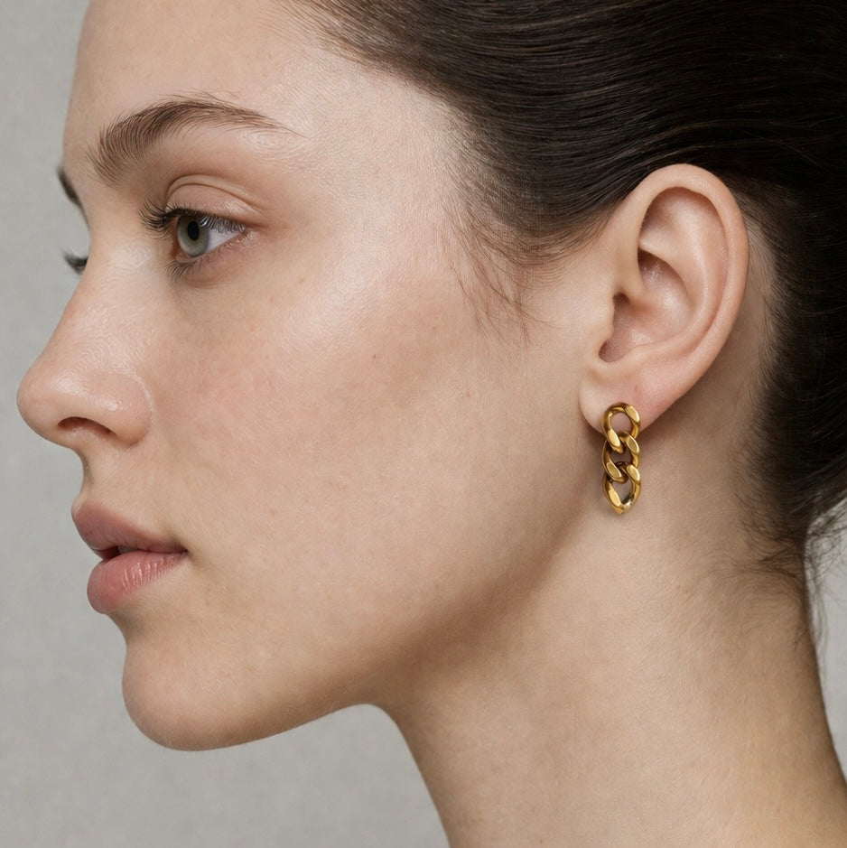 Gold Chain Stud Earrings