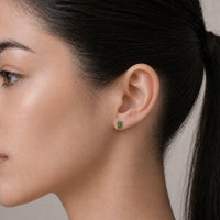 Emerald Green Baguette Stud Earrings
