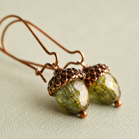 Green Autumnal Acorn Earrings