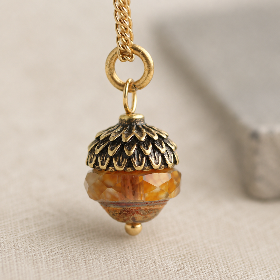 Amber Acorn Necklace