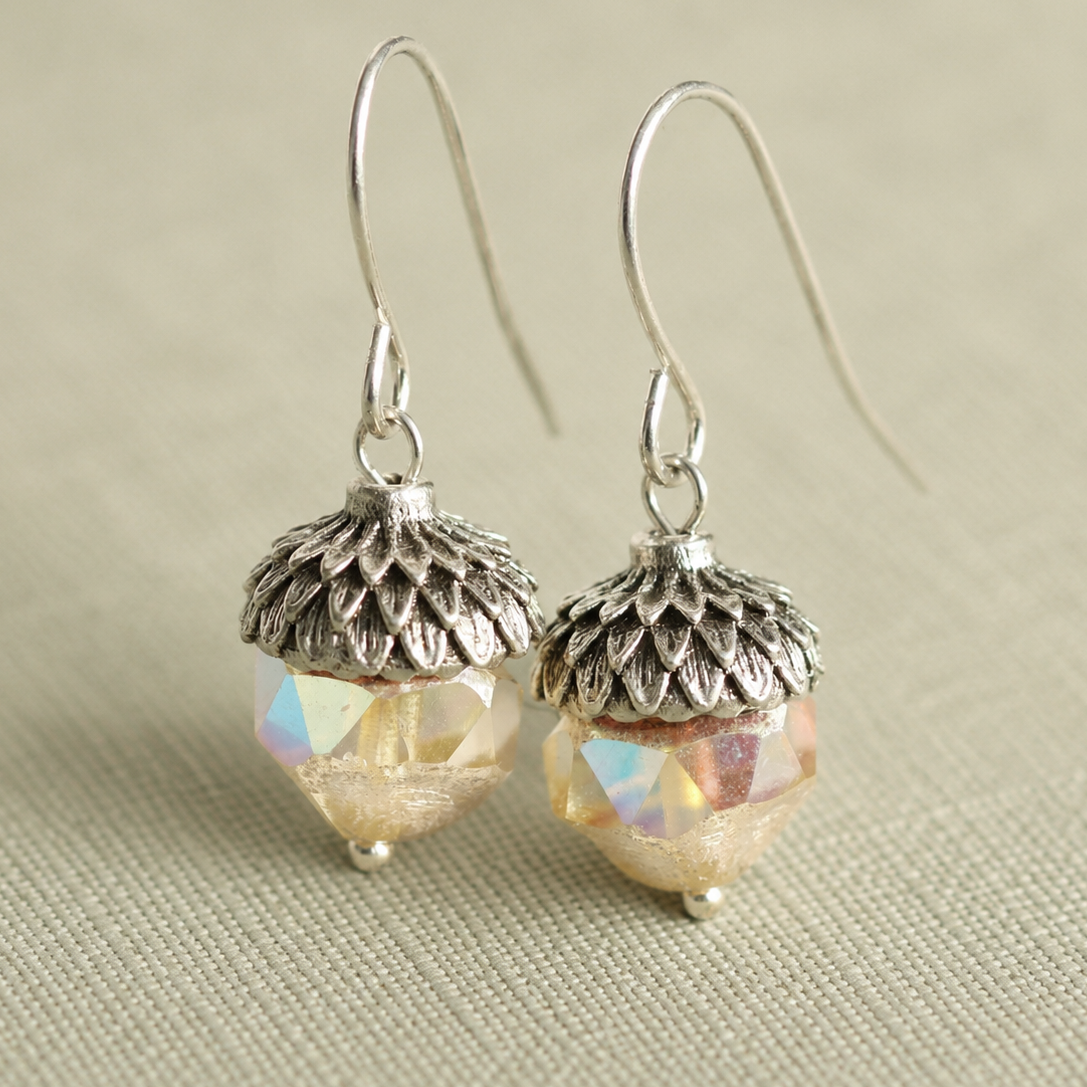 Yellow Opal Acorn Earrings