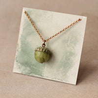 Moss Olive Green Acorn Necklace