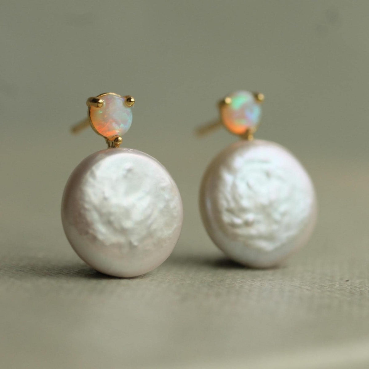 Opal Freshwater Pearl Earrings