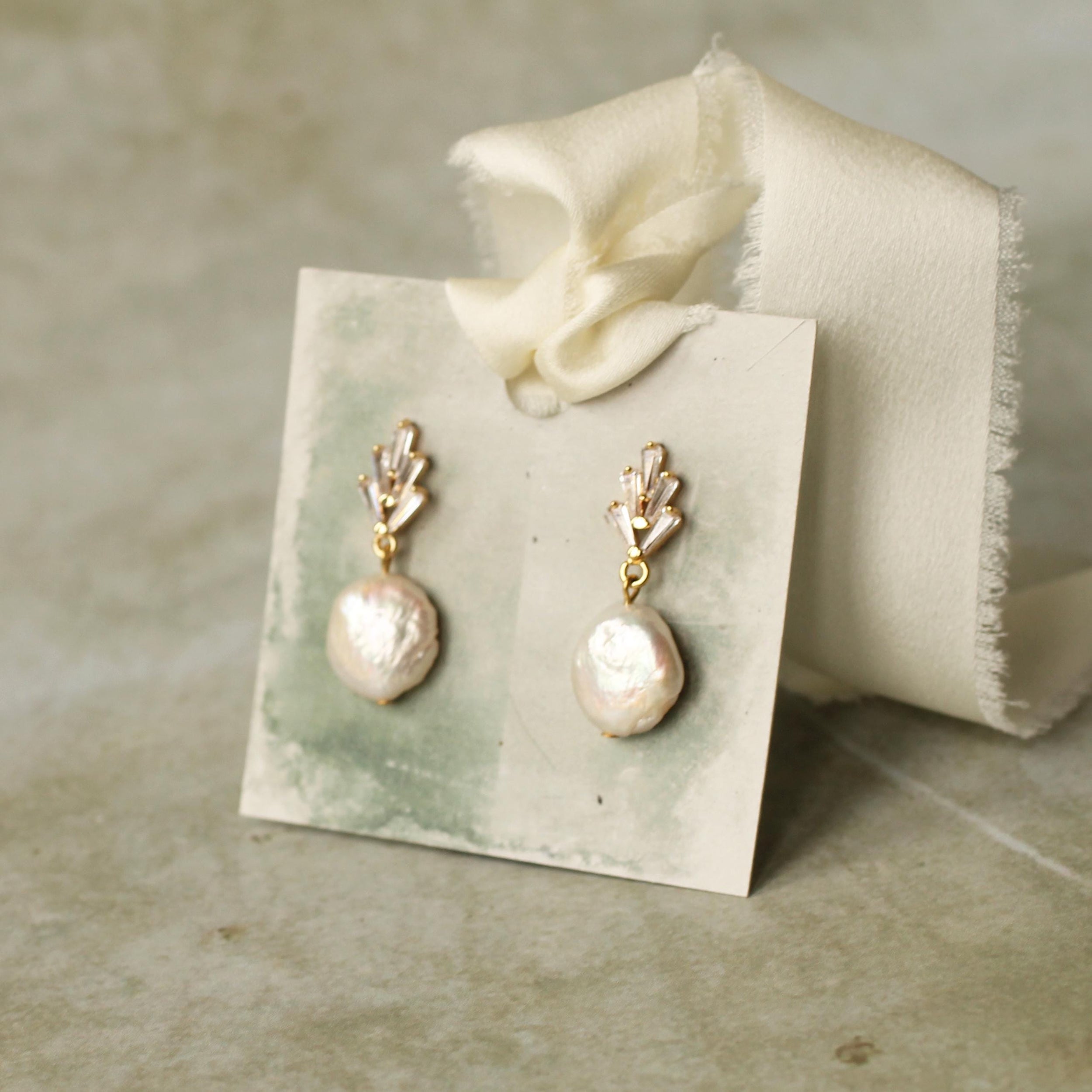 Art Deco Crystal Freshwater Pearl Earrings