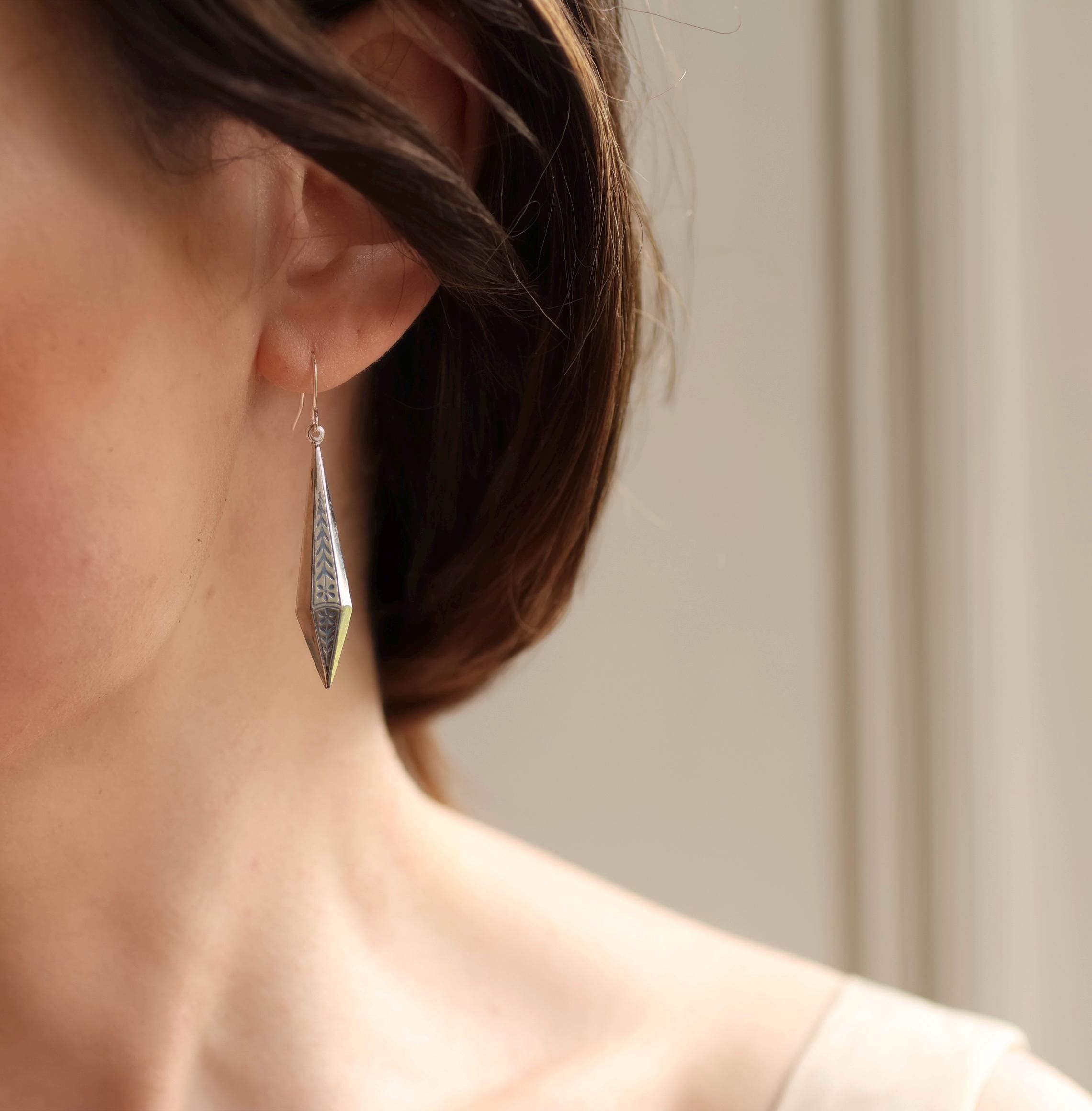 Silver Floral Sprig Earrings