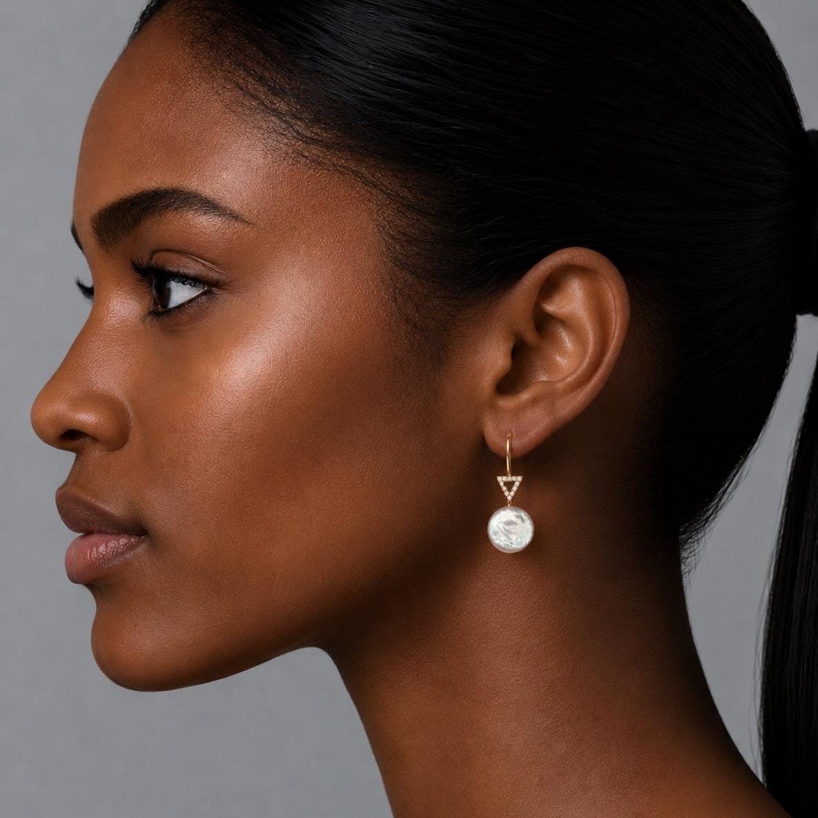 Freshwater Pearl Arrow Drop Earrings