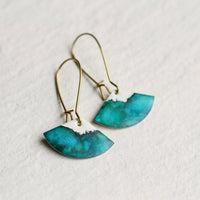 Teal Seascape Fan Earrings