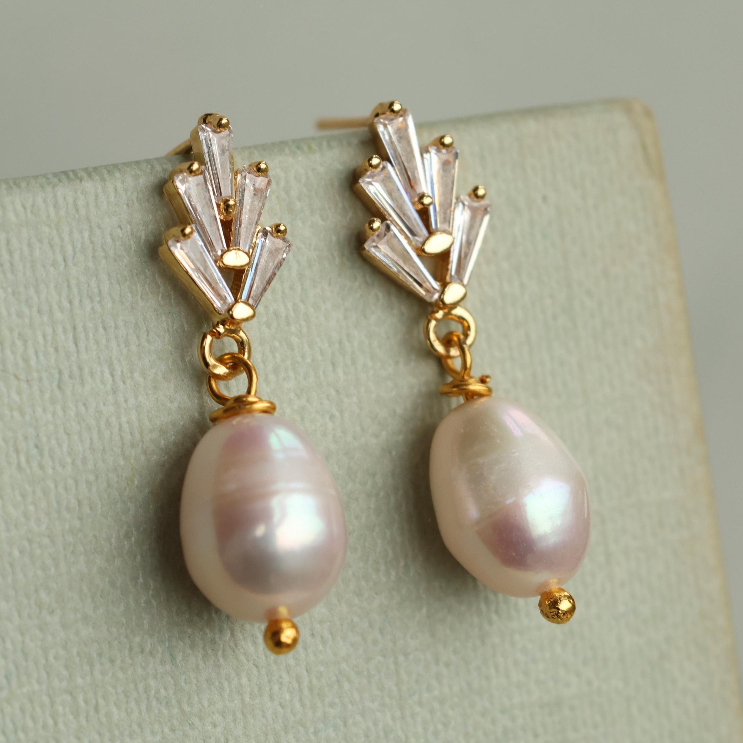 Crystal Chrysler Freshwater Pearl Drop Earrings