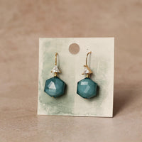Teal Green Hexagon Earrings