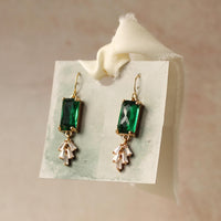 Vintage Emerald Crystal Deco Earrings