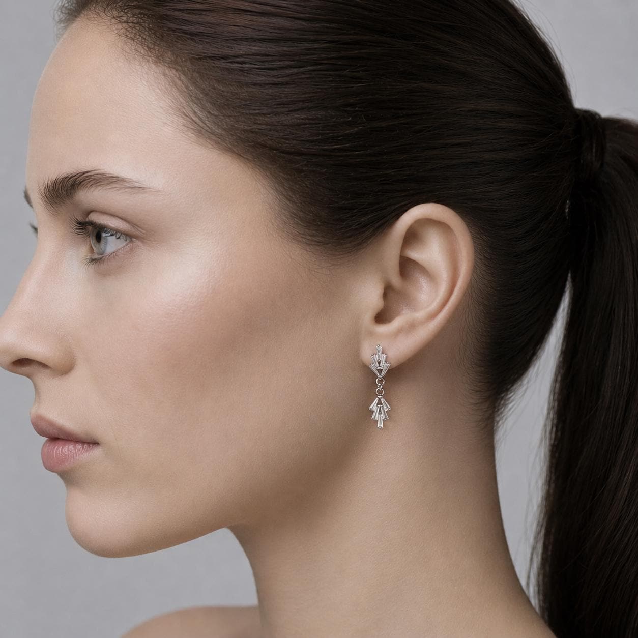 Art Deco Silver Drop Earrings