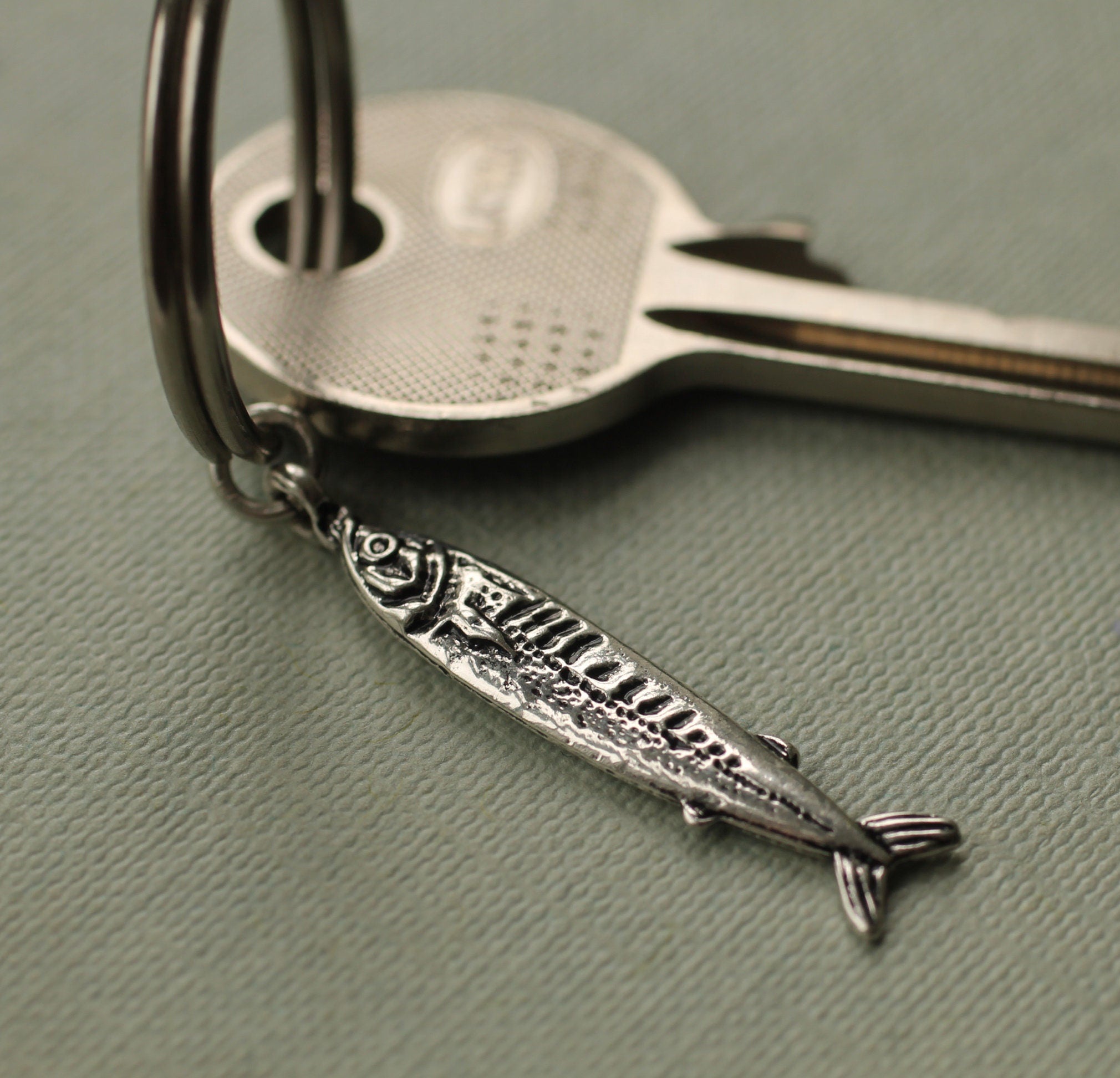 Tiny Sardine Charm Keyring
