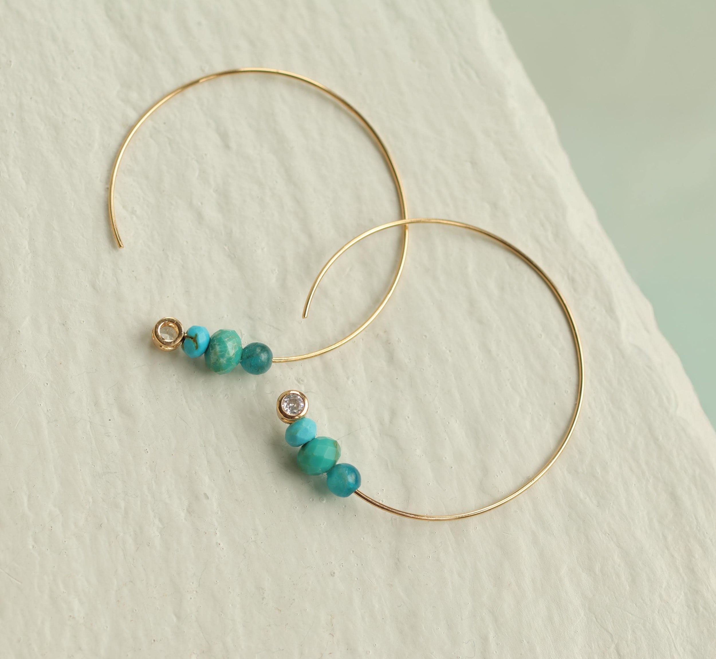 Turquoise Amazonite Hoop Earrings