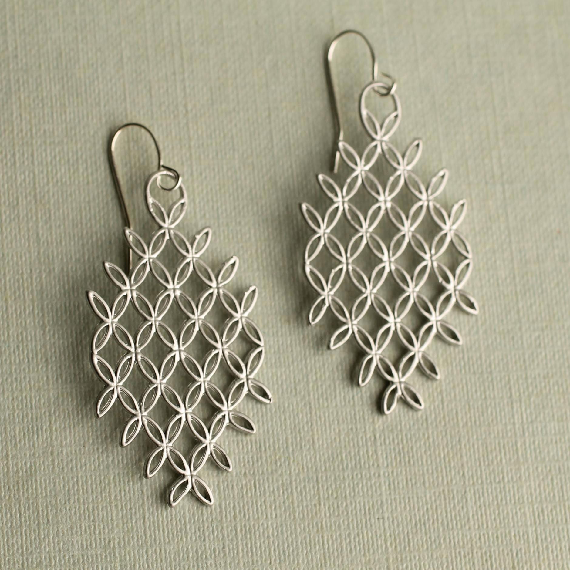 Silver Lace Bohemian Earrings