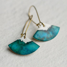 Teal Seascape Fan Earrings