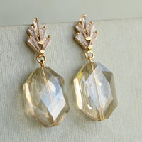 Champagne Yellow Art Deco Drop Earrings