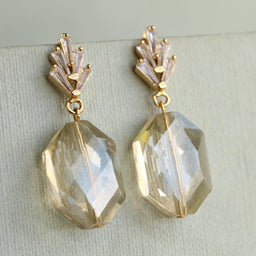 Champagne Yellow Art Deco Drop Earrings