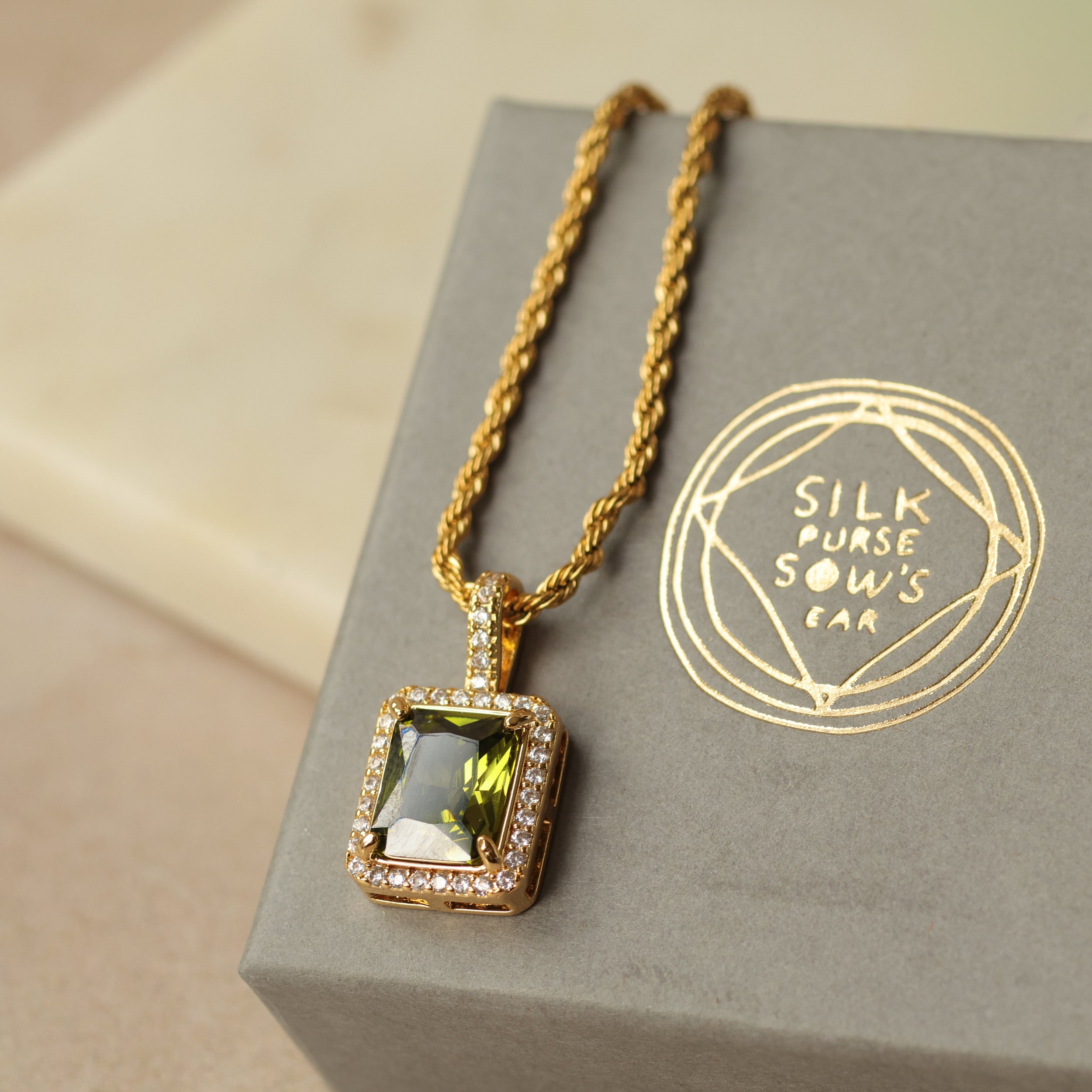 Olive Green Victorian Jewel Necklace